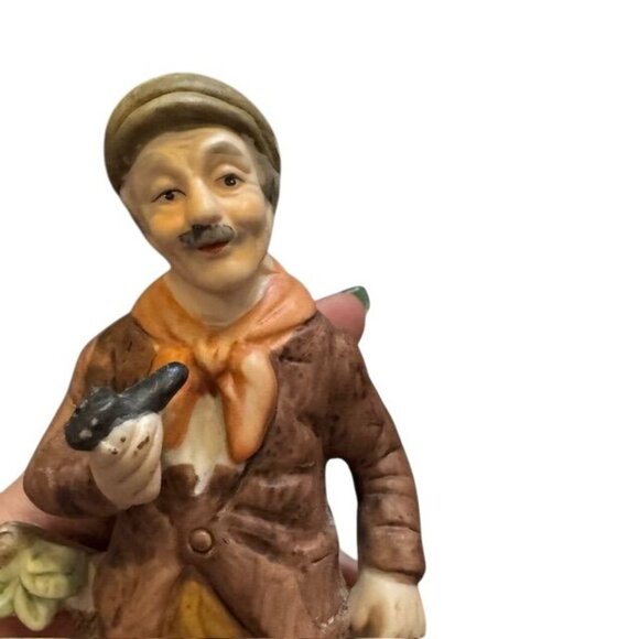 Vintage Hand-Painted Porcelain Boy Figurine Holding Bird With Dog Companion - Picture 4 of 6